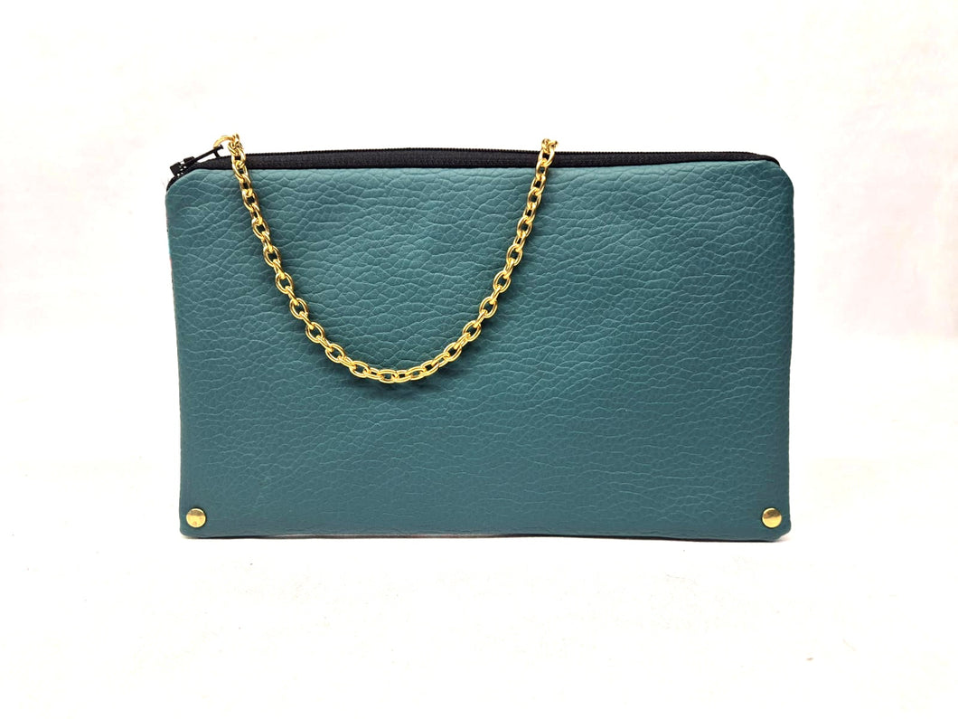 ANGELE - Simili cuir bleu & Enduction marron